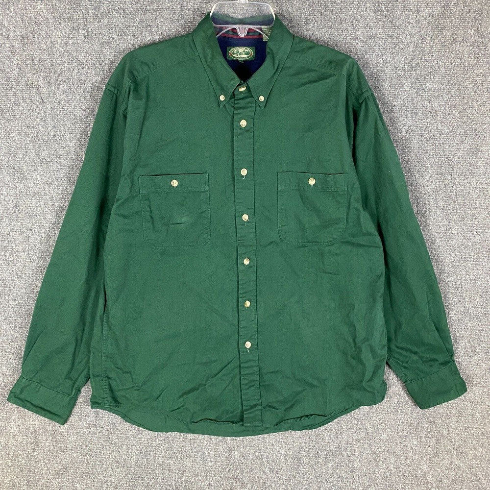 Susquehanna Trail Button Down Shirt Men's Large Long Sleeve Green‎ 100% Cotton L
